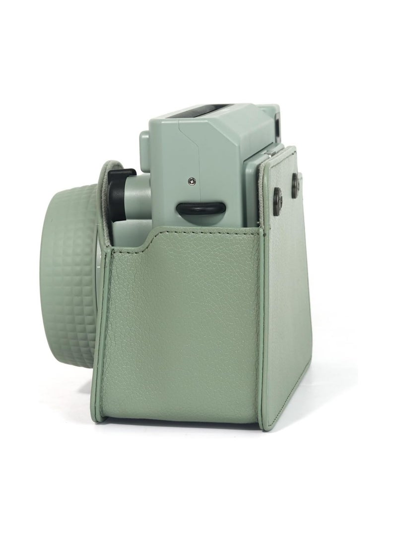Fujifilm Instax Wide 400 Protective Case Instant Film Camera - Full cover with buckle, retro camera bag with strap, synthetic leather sage green  - Image 5