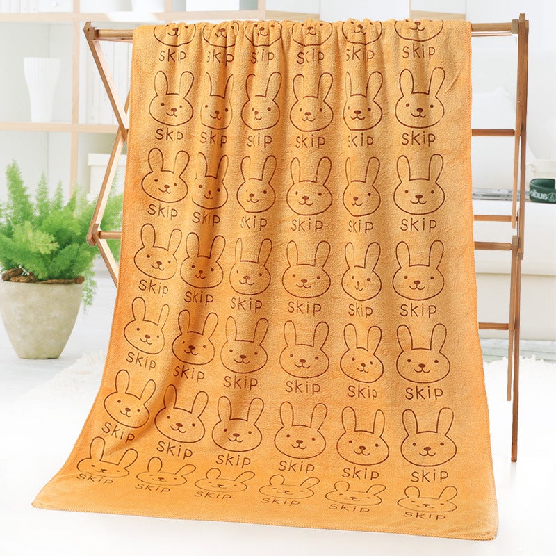 general Kids Microfiber Bath Towel, Cartoon Rabbit Print Beach Towel for Children Swimming and Shower - Image 1