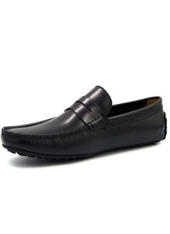 Posh La Vie Posh La vie Men's Geniune Leather Penny Loafers Slip-on Flat Driving Shoes Black/Brown Casual & Formal Wear  - Image 1