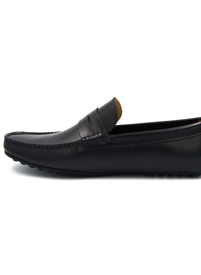Posh La vie Men's Geniune Leather Penny Loafers Slip-on Flat Driving Shoes Black/Brown Casual & Formal Wear - Image 2