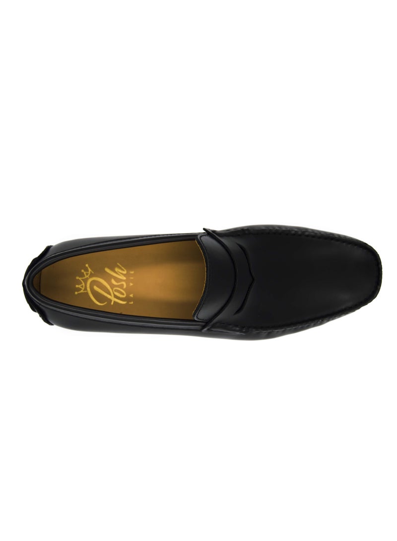 Posh La vie Men's Geniune Leather Penny Loafers Slip-on Flat Driving Shoes Black/Brown Casual & Formal Wear - Image 3