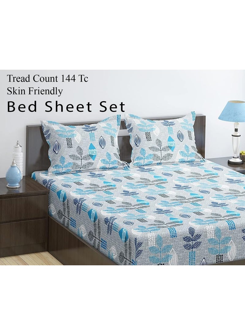 Trance Home Linen Trance Home Linen Modern Art Double Bedsheet with 2 Pillow Covers | Queen Size Bed Sheets |144 Tc | 100% Pure Cotton Bedsheet |Hypoallergenic (88 x 100 inch, Textured Leaves Maroon)  - Image 2