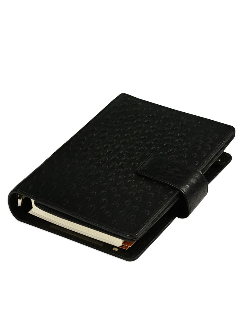 FIS® Leather Organizer  "STRUTHIO" and Activity Journal, Size : (11x17cm), Color : Black_ FSORLO4BK - Image 2