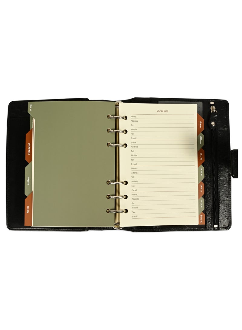 FIS® Leather Organizer  "STRUTHIO" and Activity Journal, Size : (11x17cm), Color : Black_ FSORLO4BK - Image 4