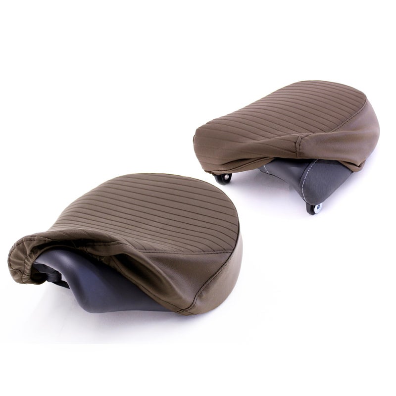 Royal Enfield KXA00135 Brown Pleated Seat Covers for Meteor 350| Motor Bike | Black | Vinyl - Image 3