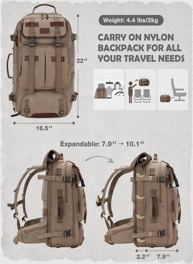 جونيكس حقيبة ظهر قماشية من جونكس، حقيبة سفر كلاسيكية 3 في 1، حقيبة ظهر كبيرة للكمبيوتر المحمول مع حزام كتف قابل للتحويل، لون بني قهوة، 35 لتر، حقيبة ظهر 3 في 1 - Image 2