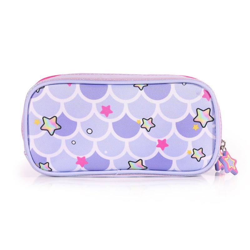 Milk & Moo Girls Pen Pencil Case for School, School Pouch Bag, Name Tags, Double Compartment with Zipper, Durable & Lightweight, Little Mermaid Design, Stationary Organiser Bag - Image 3