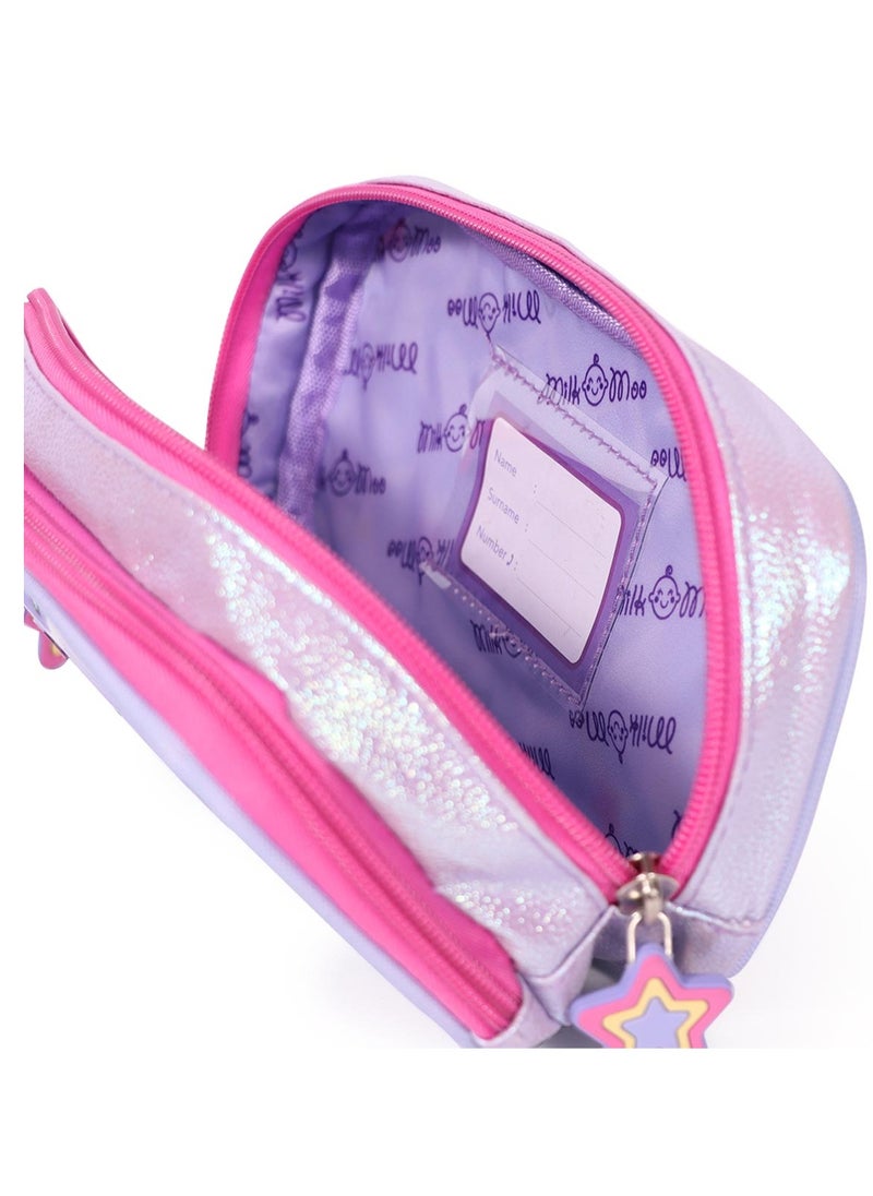 Girls Pen Pencil Case for School, School Pouch Bag, Name Tags, Double Compartment with Zipper, Durable & Lightweight, Little Mermaid Design, Stationary Organiser Bag