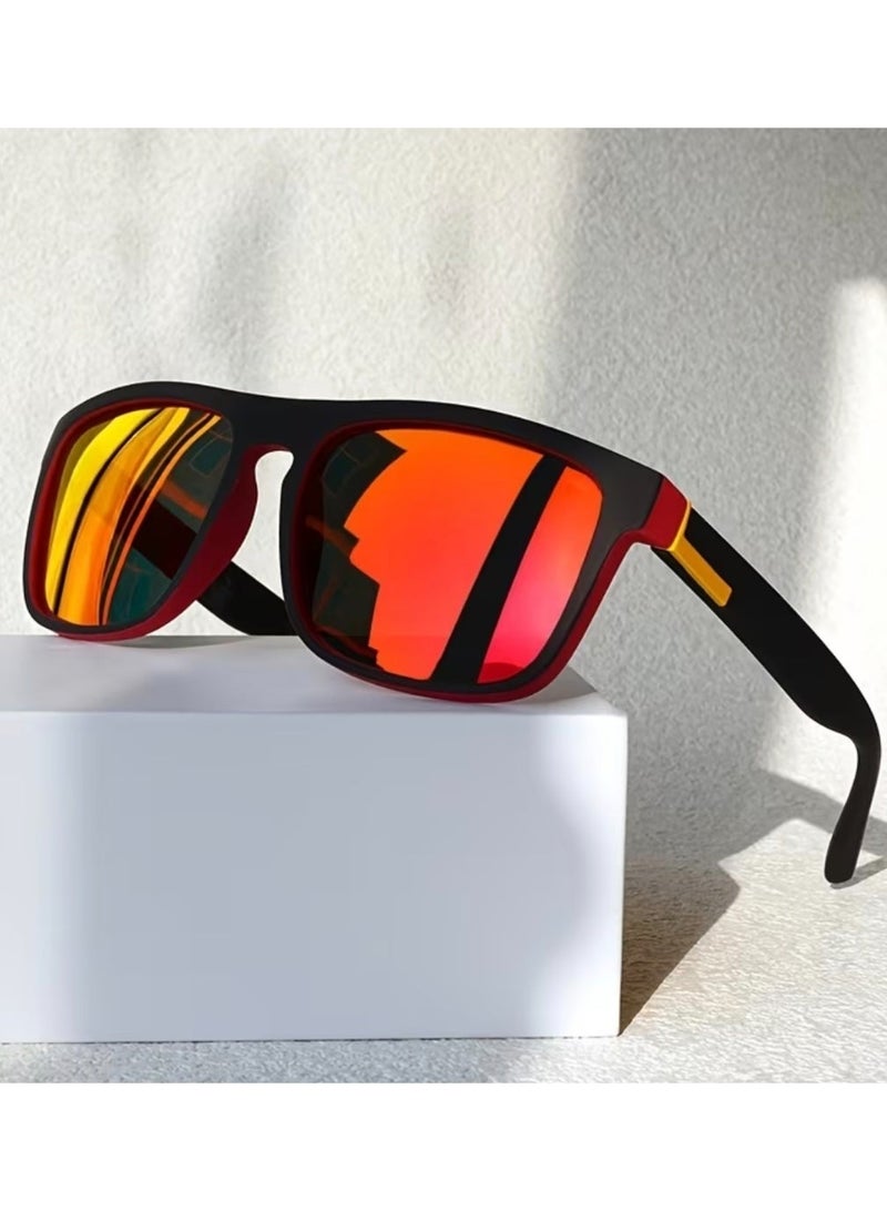 Unisex Vintage Square Glasses - Full Frame Design, Suitable for Running, Hiking, Beach, and Outdoor Activities, Optional Tinted Lenses - Image 1
