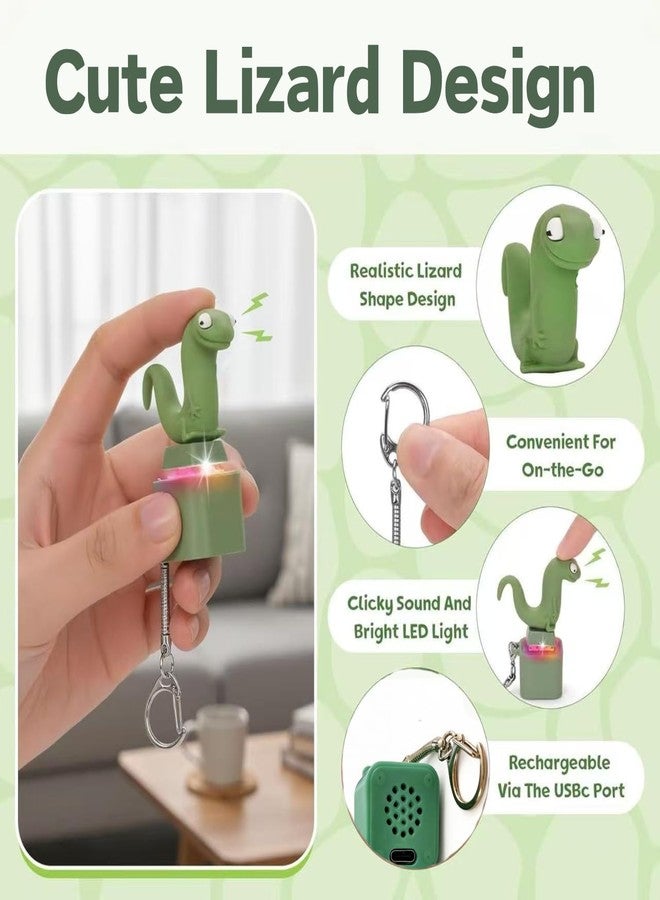 Homeaura® Lizard Button Keychain - Rechargeable with Lights and Sound | Stress Relief & Anxiety Toy for Adults, Teens, Kids - Image 2