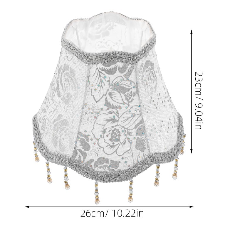 Vintage European Lampshade Square Shape Cloth Material Diy Decoration Ambiance Enhancement Bedroom Living Room Kitchen 25cm Beaded Tassel Accents 1Pcs - Image 2