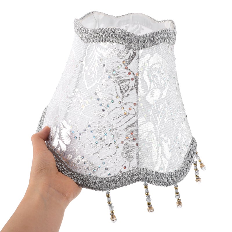 Vintage European Lampshade Square Shape Cloth Material Diy Decoration Ambiance Enhancement Bedroom Living Room Kitchen 25cm Beaded Tassel Accents 1Pcs - Image 3