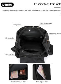 DUNISO Women Backpack Purse, Waterproof Backpack for Girl Woman Black Travel Bookbag Lady Shoulder Bag, Lightweight Ladies Fashion Daily Backpack Anti-theft Casual Daypack  - Image 2