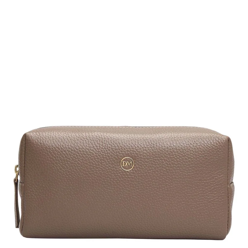Wax Leather Vanity Pouch - Smoke Grey