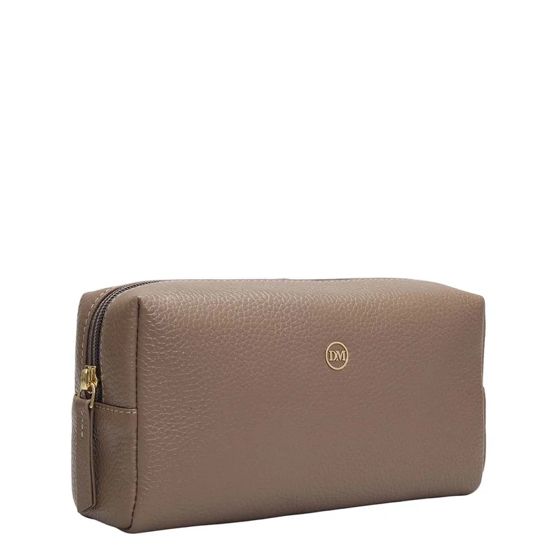 Da Milano  Wax Leather Vanity Pouch - Smoke Grey  | Best Price UAE