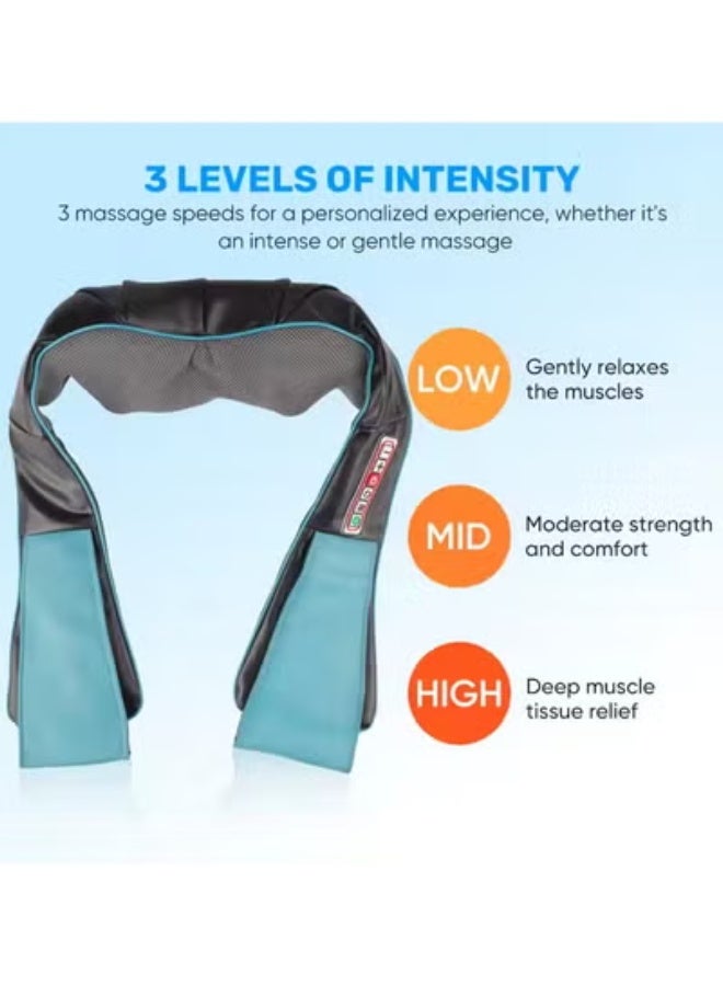 Back Neck Massager with Heat Shiatsu Shoulder Massager+Mini Massage Gun Deep Tissue Portable 6 Speeds Percussion Muscle Massager with 4 Massage Heads 1800mAh Battery and Type-C Charging - Image 3