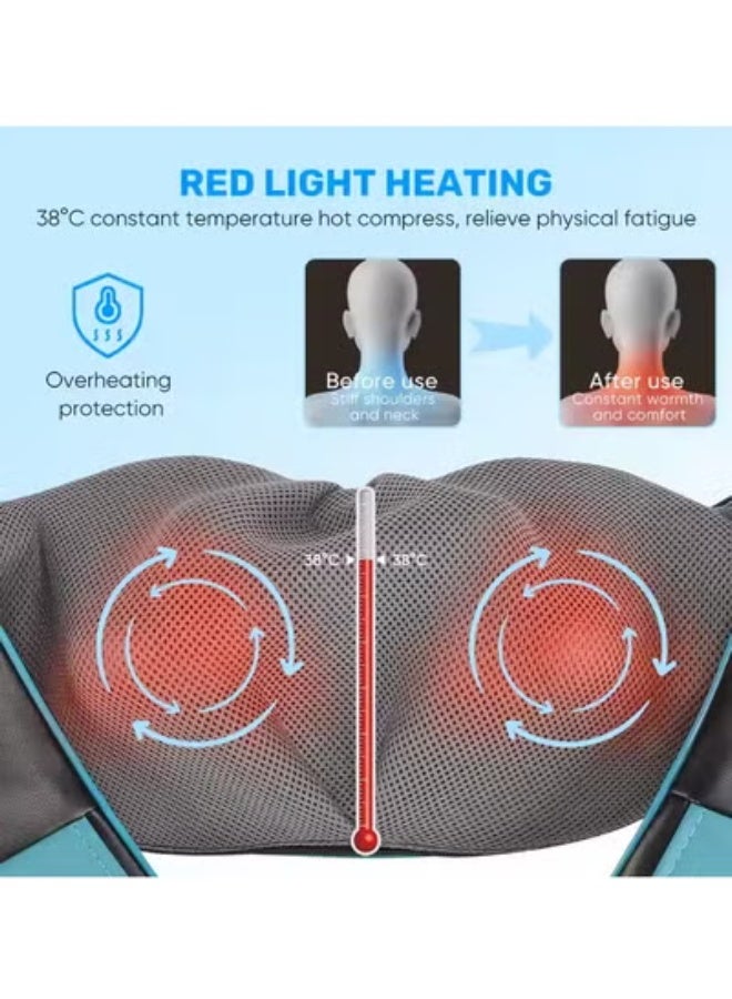 Back Neck Massager with Heat Shiatsu Shoulder Massager+Mini Massage Gun Deep Tissue Portable 6 Speeds Percussion Muscle Massager with 4 Massage Heads 1800mAh Battery and Type-C Charging - Image 5