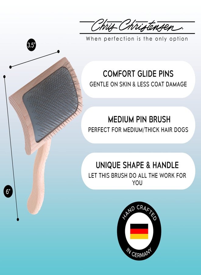Chris Christensen Mark VI Curved Slicker Dog Brush, Groom Like a Professinal, Stainless Steel Pins, Lightweight Beech Wood Body, Ground and Polished Tips, Medium - Image 2