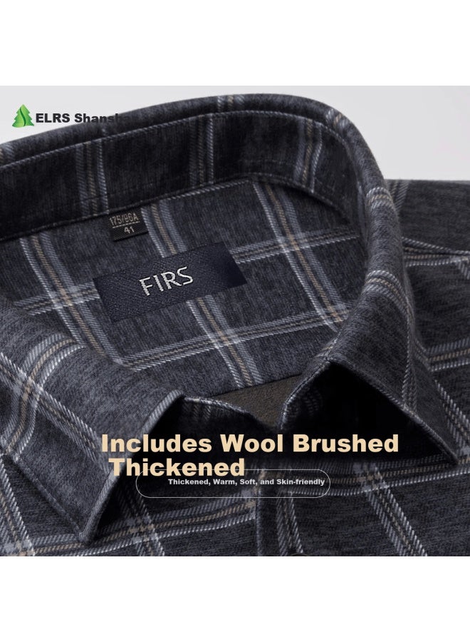 FIRS Shanshan Autumn New Men's Cotton Blend Thickened Brushed Warm Morandi Color Casual Shirt - Image 1