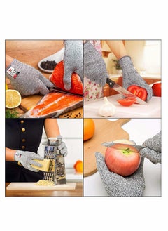 Y&D Grey Cut Resistant Gloves Food Grade Safety for Meal Prep Crafts and Outdoors - Level 5 Protection from Knives Vegetable Peelers Graters Fits Both Hand 2 Pairs (M+L)  - Image 3