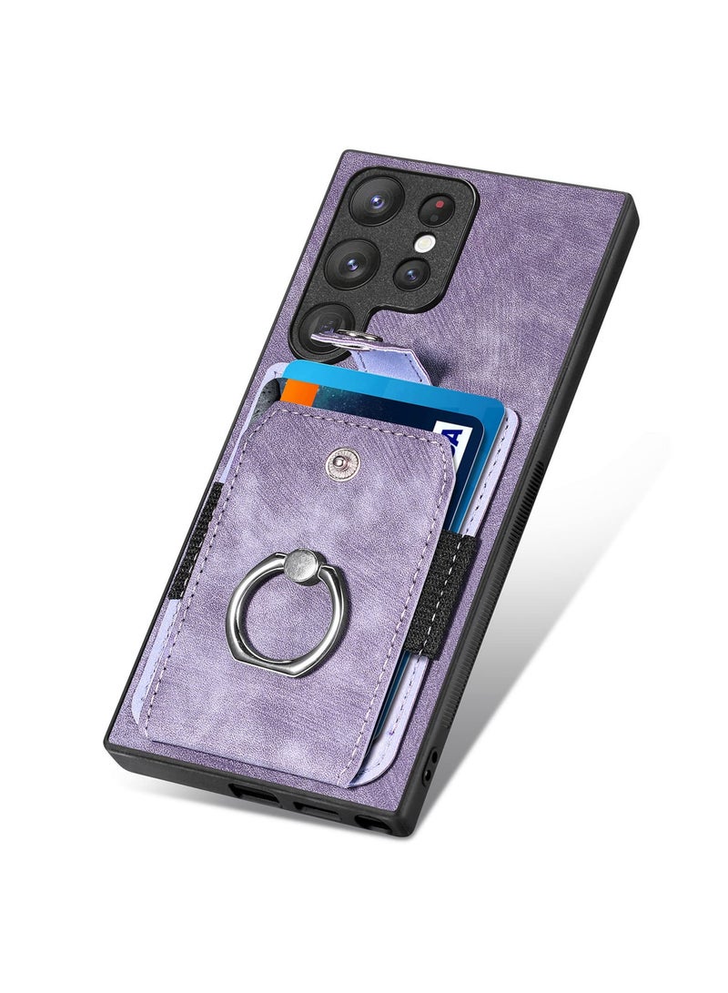 SYOSI, Phone Cases for Samsung Galaxy S23 Ultra, PU Leather Case with Card Holder Credit Card Slot with Ring Stand, Retro Slim Cellphone Protective Cover - Image 2