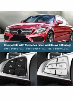 Excefore Car Steering Wheel Button Trim Upholstery Compatible with Mercedes for Benz C V GLC Class W205 X205  - Image 3