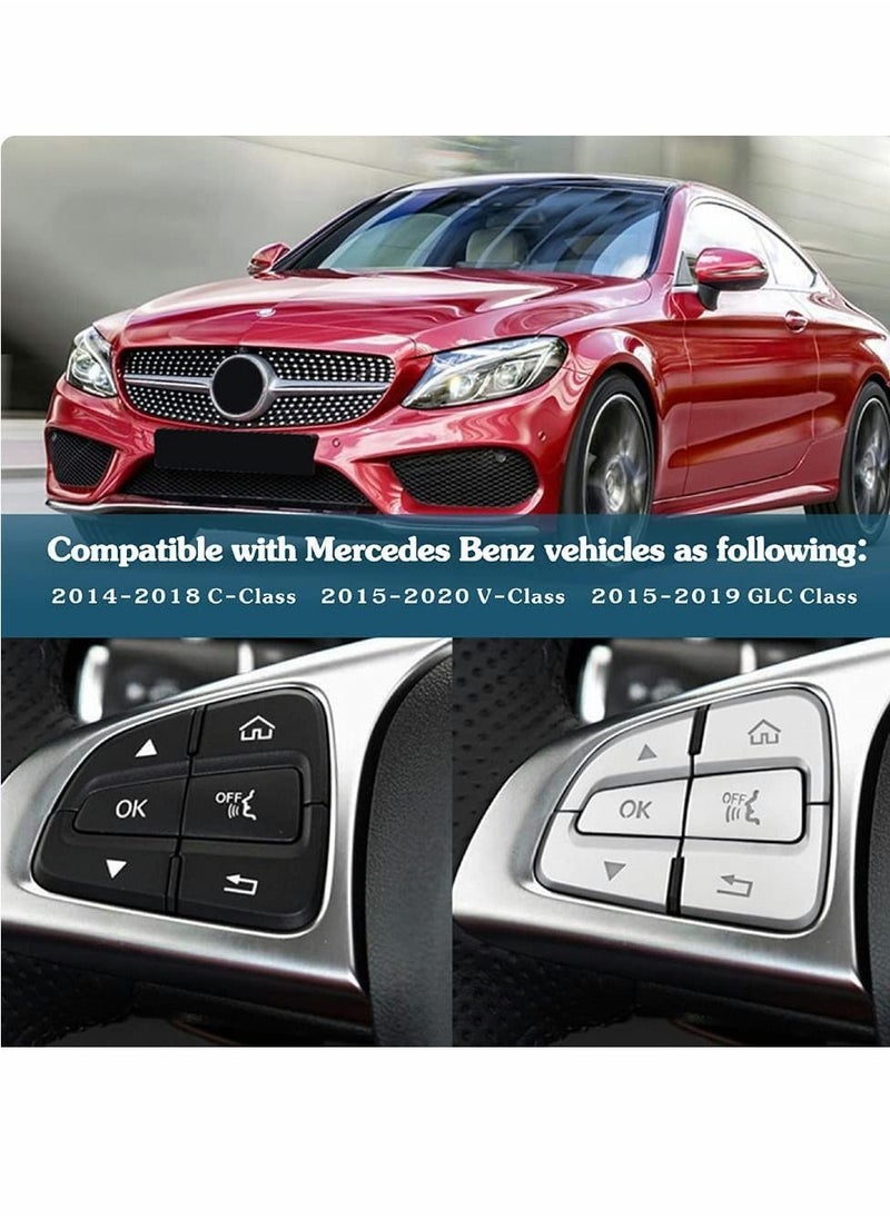 Excefore Car Steering Wheel Button Trim Upholstery Compatible with Mercedes for Benz C V GLC Class W205 X205  - Image 3