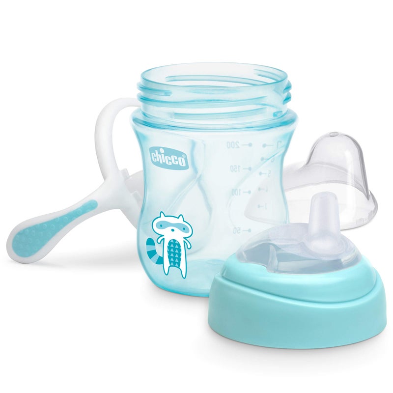 Chicco Transition Sippy Cup with Silicone Spout and Spill-Free Lid 7oz. | Calibration Markings | Removable Handles | Top-Rack Dishwasher Safe | Easy to Hold with Ergonomic Indents | Blue | 4+ months - Image 3