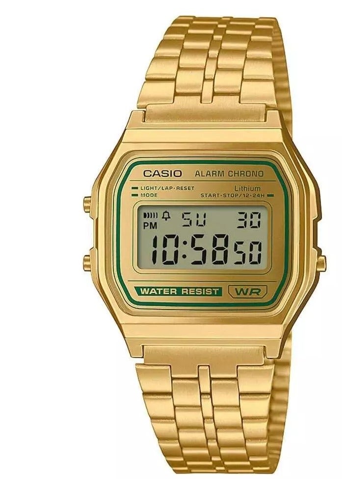 CASIO ساعة رقمية ذات قرص ذهبي عتيق للرجال والنساء A-158WEGV-9A - Image 1