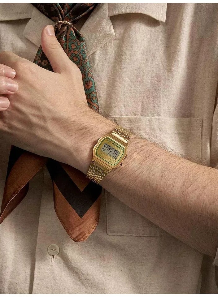 CASIO ساعة رقمية ذات قرص ذهبي عتيق للرجال والنساء A-158WEGV-9A - Image 2