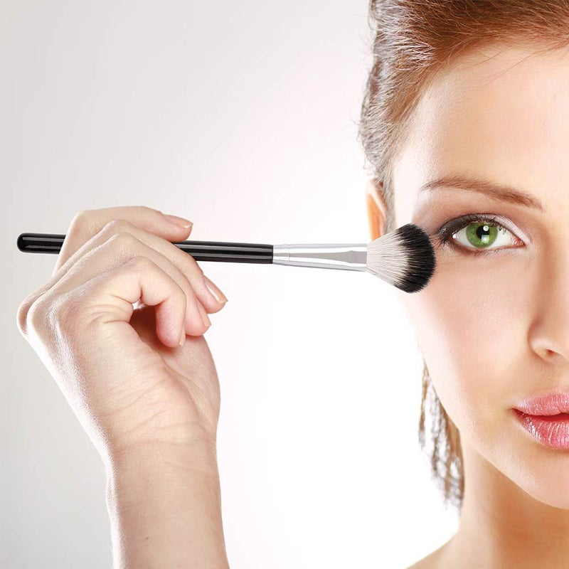 DUcare Highlighter Brush Fan Brush Setting Makeup Brush Blending Helps Lock in Foundation and Concealer 1Pcs Black - Image 2