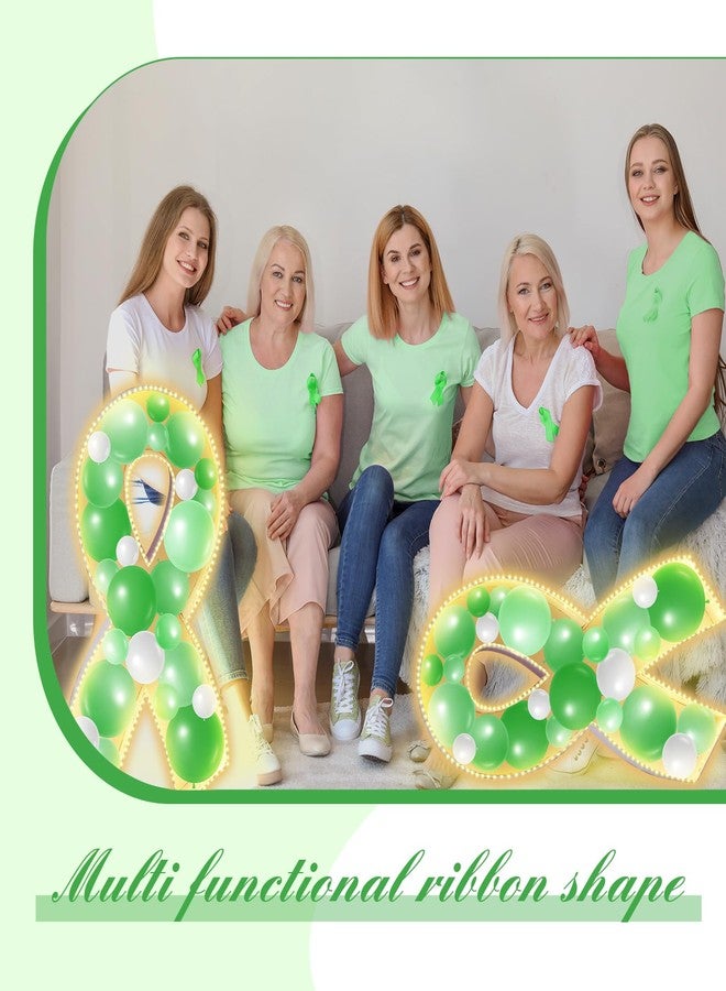 Tujoe 3 ft Light up Marquee Mental Health Awareness Ribbon Mosaic Balloon Frame with Light String Mental Health Autism Awareness Items White Pre-cut Foam Board for Activities Party Decorations - Image 4