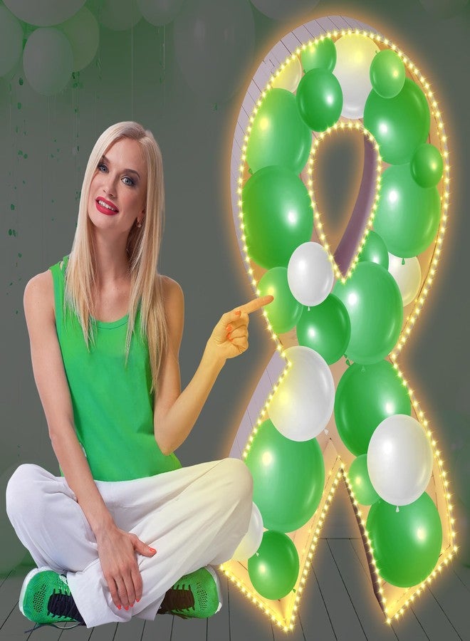 Tujoe 3 ft Light up Marquee Mental Health Awareness Ribbon Mosaic Balloon Frame with Light String Mental Health Autism Awareness Items White Pre-cut Foam Board for Activities Party Decorations - Image 1