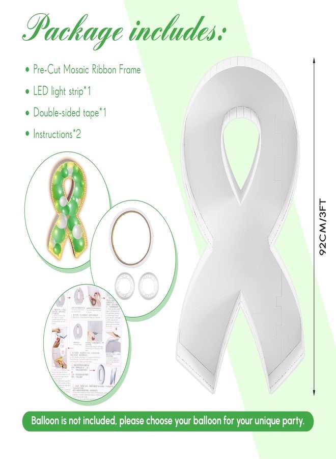 Tujoe 3 ft Light up Marquee Mental Health Awareness Ribbon Mosaic Balloon Frame with Light String Mental Health Autism Awareness Items White Pre-cut Foam Board for Activities Party Decorations - Image 2