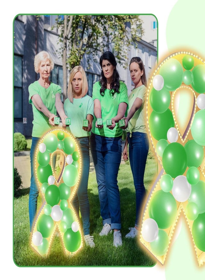 Tujoe 3 ft Light up Marquee Mental Health Awareness Ribbon Mosaic Balloon Frame with Light String Mental Health Autism Awareness Items White Pre-cut Foam Board for Activities Party Decorations - Image 3