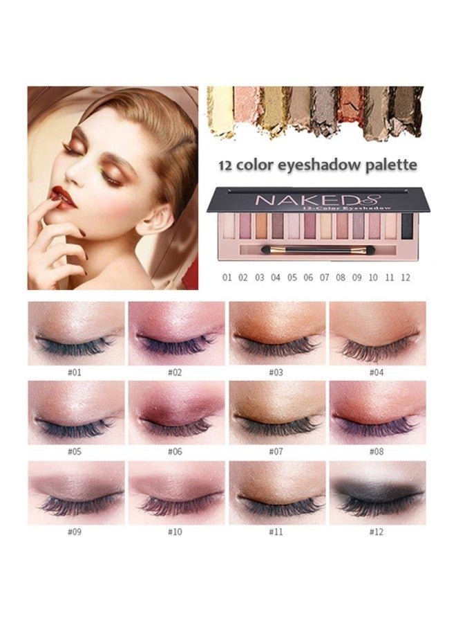 klarako All in One Makeup Kit, Includes 12 Colors Nude Shimmer , 5PCS Makeup ushes, 2 Waterproof Eyeliner Pencils, Thick Mascara, Contouring Stick, Eyeow Powder and Quicksand Cosmetic Bag - Image 1