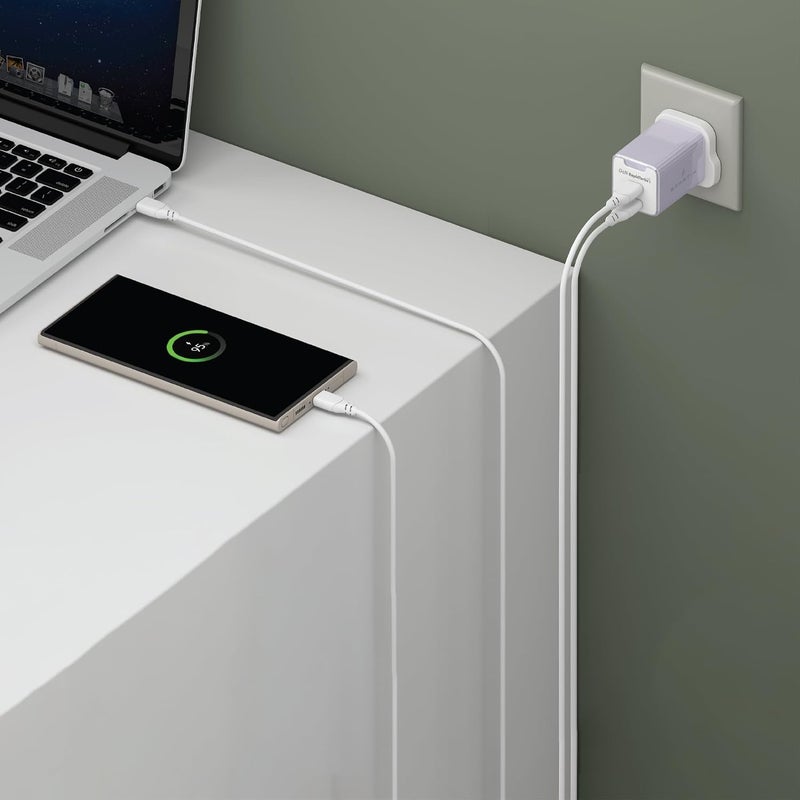 سمارتكس محول حائط فاخر مع منفذي USB-C PD وتقنية IntelliCharge | شاحن سريع RapidTurbo | تصميم مضغوط مناسب للسفر لأجهزة الكمبيوتر المحمولة والأجهزة اللوحية والهواتف الذكية (أرجواني، 65 واط) - Image 5