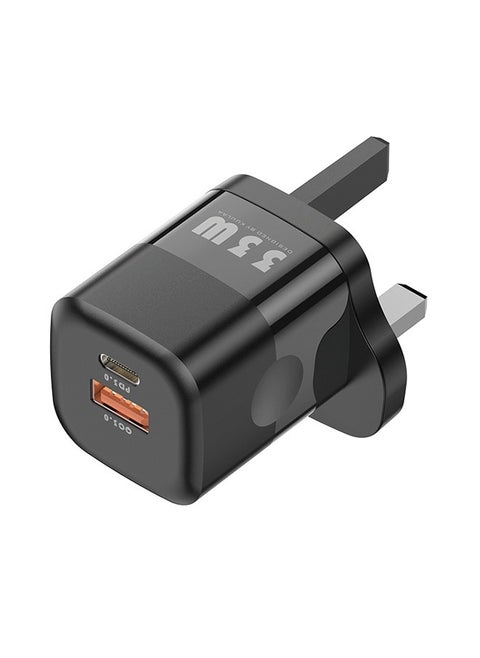 33W GaN Charger Power Fast Charging Adapter Type C PD Fast Charger USB C Charger Head USB A Plug for iPhone Switch ipad Mac,etc Black