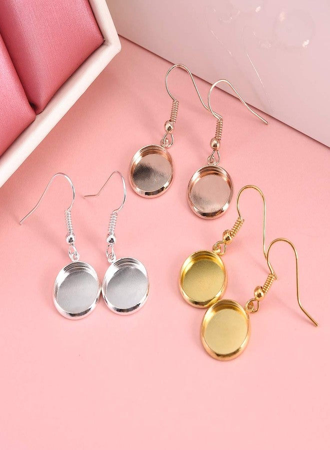LANBEIDE 12mm Earring Wire Hooks with Glass Cover Cabochon Setting, 84 Pcs 7 Colors Alloy Earring Bezel Trays for Jewelry Making - Image 3