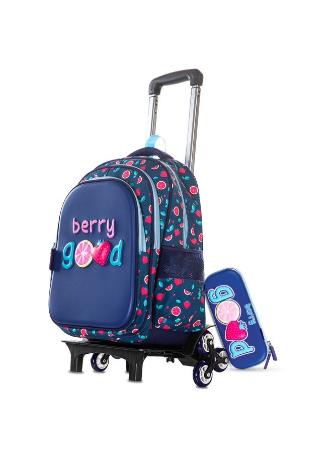 Eazy Kids Eazy Kids School Bag w/ Trolley, Pencil Case 16" - Berry Good Blue  - Image 1