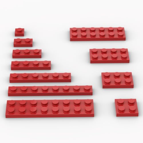YUJHITP 300 Piece Red Building Plate Bulk Assortment Pack Red Small Base Plate Accessories for Building with 12 Size Compatible with Lego Parts and PiecesColor Red - Image 1
