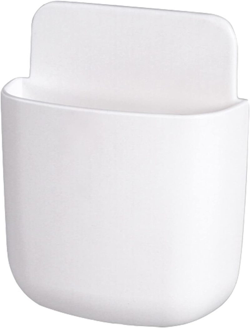 Wall Mount Adhesive Holder: Thick Odorless PP Material, Sturdy Durable, Residue-Free Removable, Charging Hole Multipurpose Storage Solution for Living Room Bedroom Bathroom Small Item Organization - Image 4