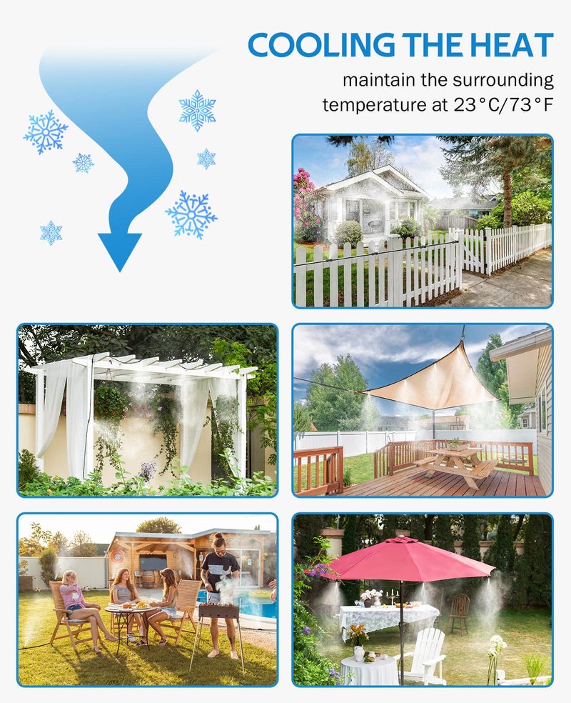 HOMENOTE Misting Cooling System, 26FT (8M) Misting Line + 7 Brass Mist Nozzles + Brass Adapter(3/4") Outdoor Mister for Patio Backyard Garden Greenhouse - Image 5