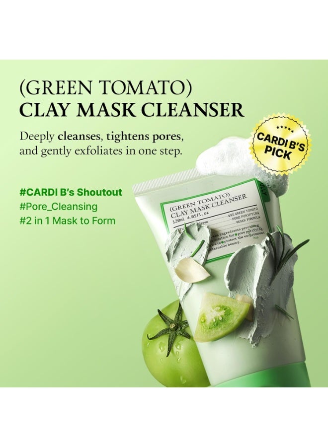 Fully Green Tomato Clay Mask Cleanser, Cardi B’s Pore Mask Pick for 2-Minute Pore Detox, Blackhead&Sebum Control, 49% Green Tomato Extract, Vegan Fragrance-Free Korean Skincare, 4.05 fl oz - Image 2