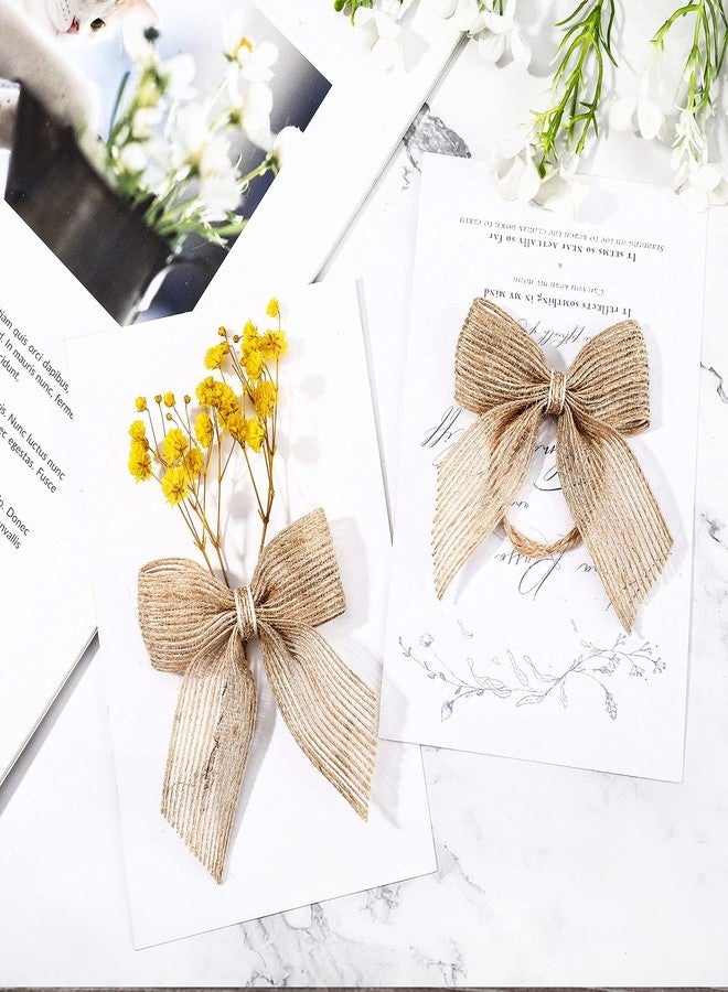 Dingion 50 Pcs Christmas Burlap Bows Mini Handmade Burlap Bows Natural Rustic Bowknot Ornament Farmhouse Decorative Wreath Bowknots for Xmas Tree Wrapping DIY Crafts Holiday Party Supplies - Image 3