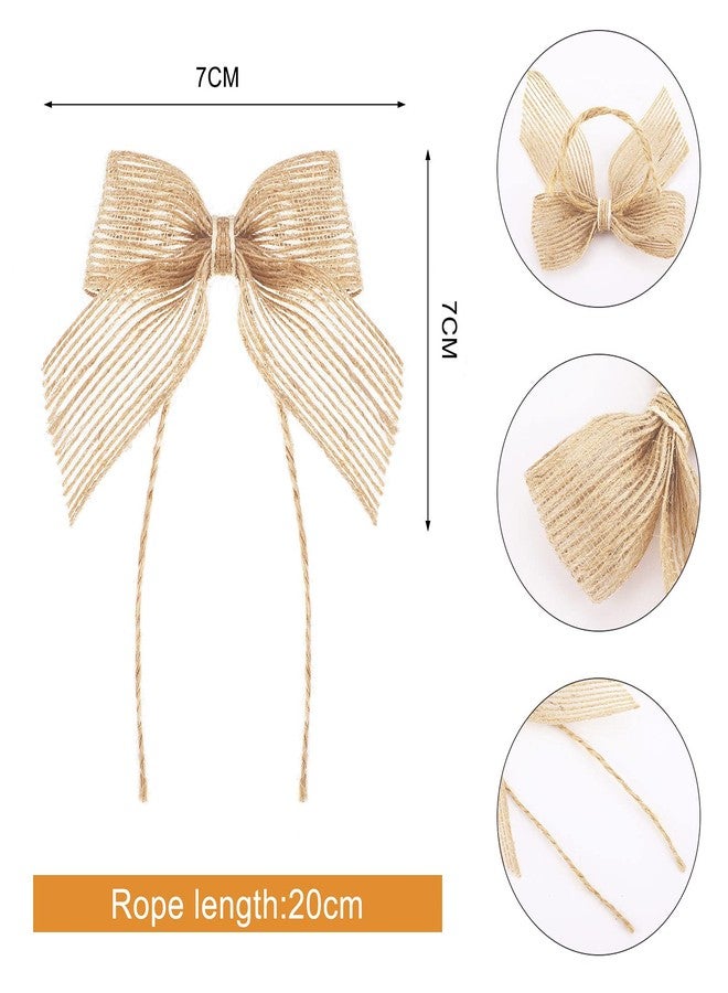 Dingion 50 Pcs Christmas Burlap Bows Mini Handmade Burlap Bows Natural Rustic Bowknot Ornament Farmhouse Decorative Wreath Bowknots for Xmas Tree Wrapping DIY Crafts Holiday Party Supplies - Image 4
