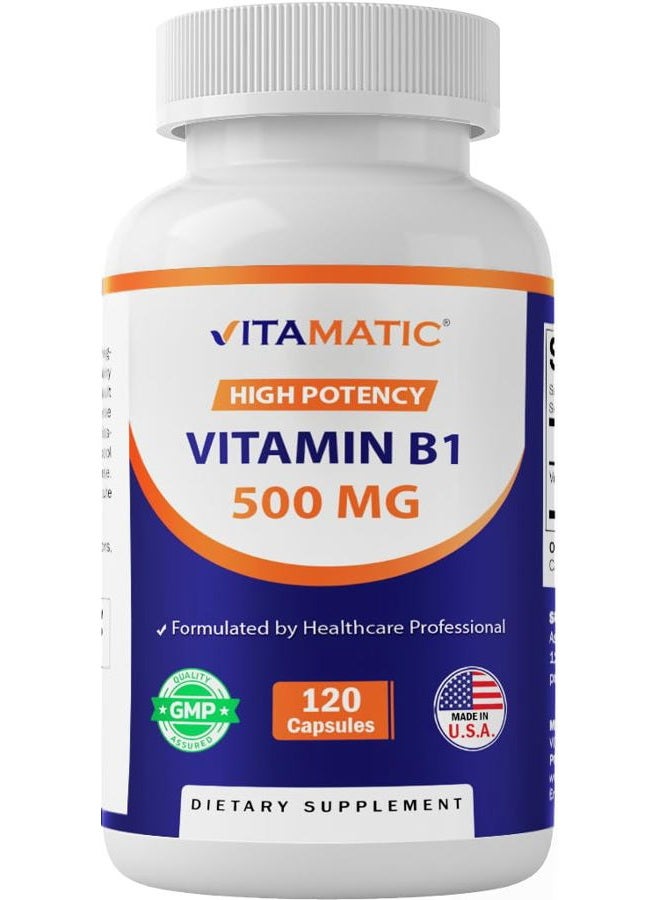 Vitamatic Vitamin B1 (Thiamine) 500mg, 120 Capsules - Image 1