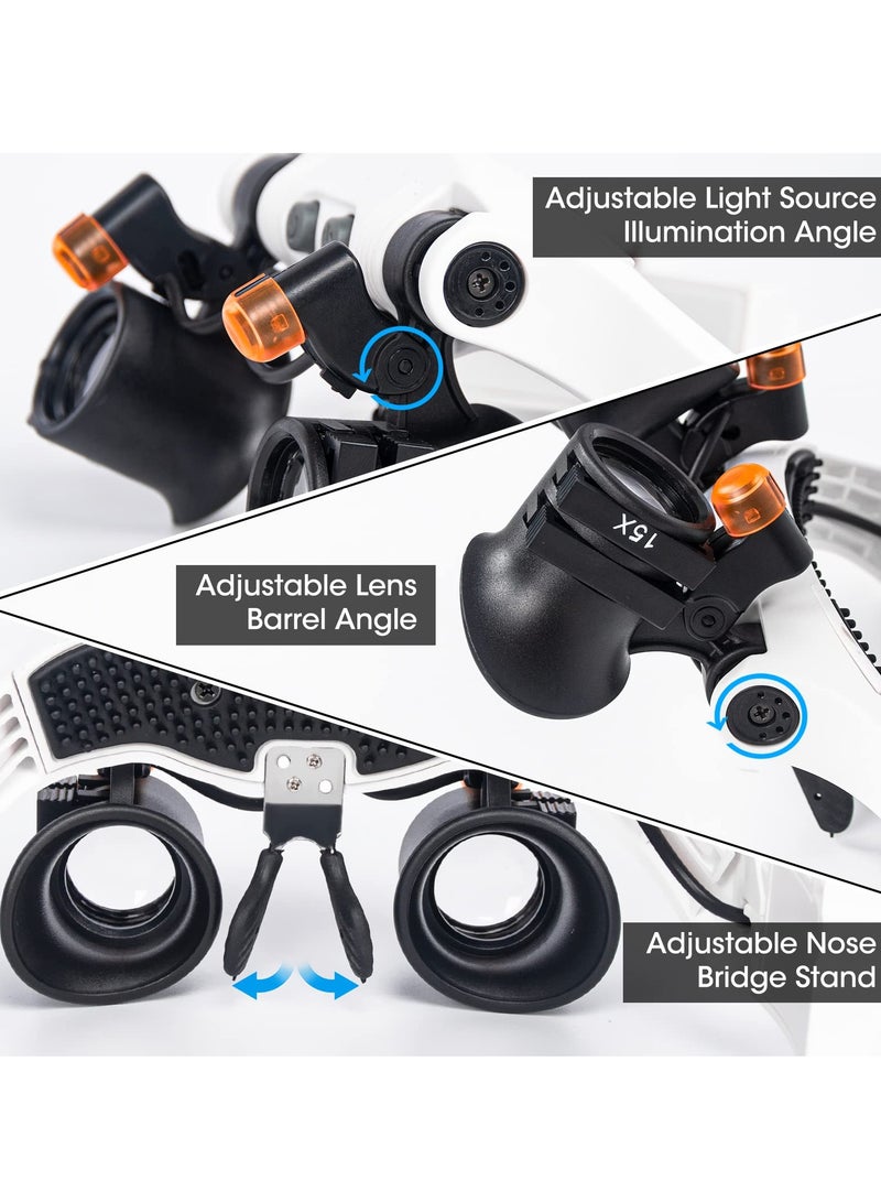SOLARAE Head Mount Magnifier, Headband LED Illuminated Magnifier for 7 Different Interchangeable Magnification Lenses and 21 Types of Magnification for Hands Free Head Magnifying Glasses for Close Work - Image 4
