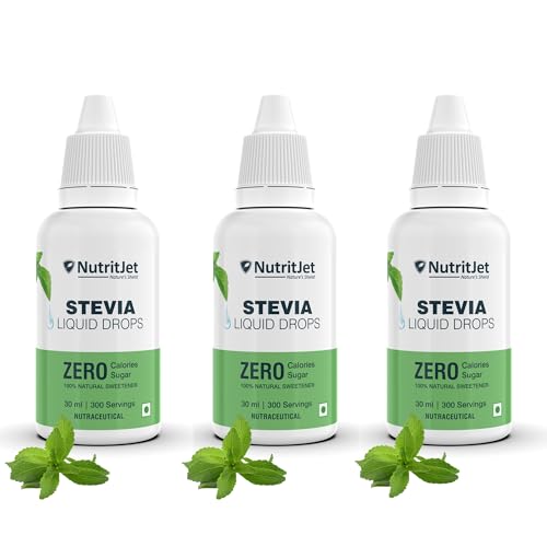 NutritJet Natural Stevia Liquid Drops - 30ml | Zero Calorie Sugar-Free Sweetener Pack of 3 - Image 1