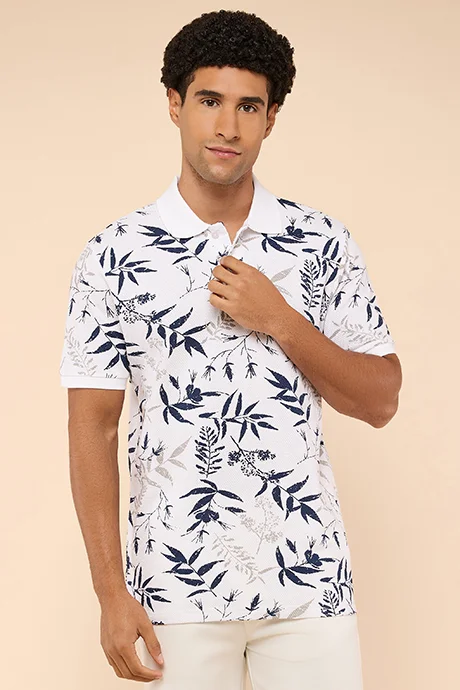 أر أند بي Printed Polo T-Shirt with Short Sleeves